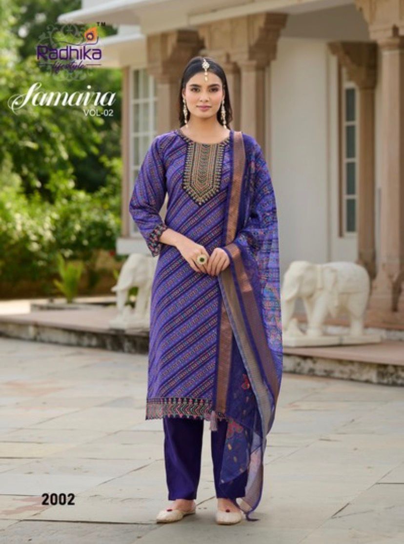 Organza Embroidery kurti with pant and dupatta
